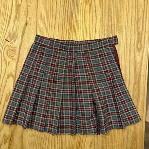 Los Angeles Apparel Red and Green Plaid Mini Skirt